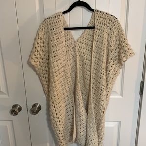 Cottage Core.  Granny Core. Crocheted oversized flowing vest cardigan. Handmade